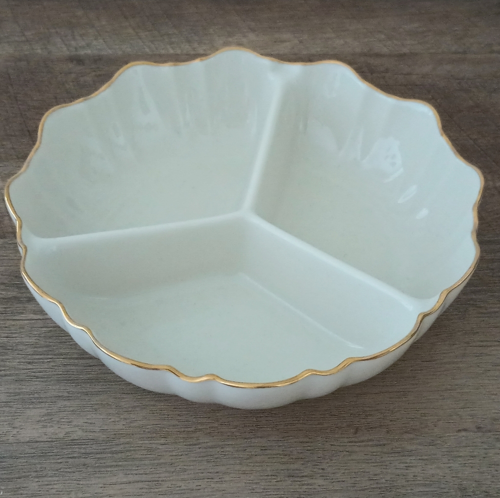 Vintage LENOX Symphony 24K Gold Trim Candy Divided Dish Made in USA